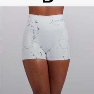 BuffBunny High Waist White Marble Shorts